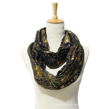 Frauen Frühling Sommer Golden Foil Spider Web Druck Schal Snood (SW145)